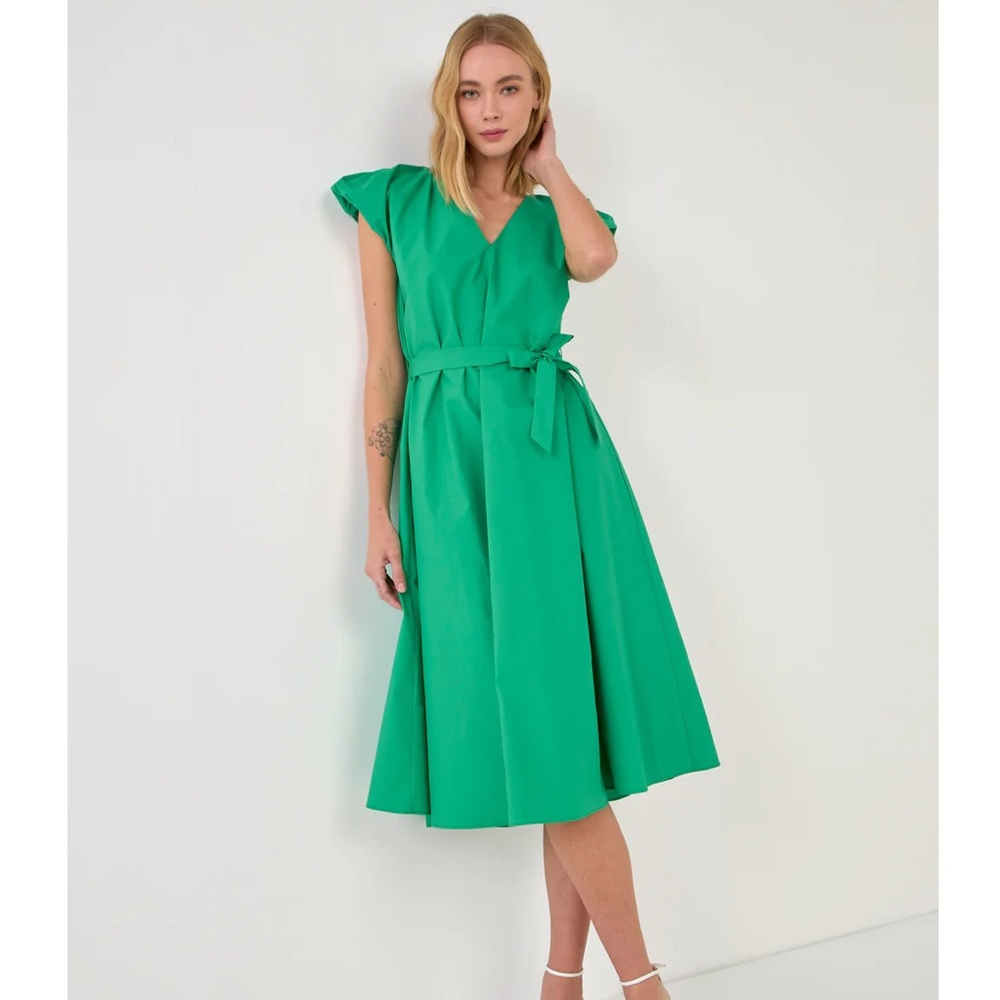 NWT English Factory Green Puffy Sleeve Midi Dress size S